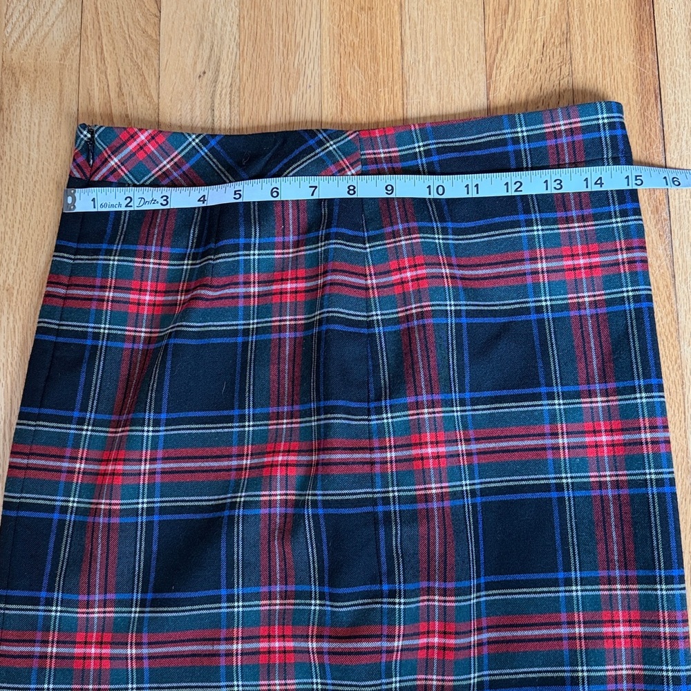 J. Crew Plaid Pencil Skirt Size 2 Red Blue Black Tartan Preppy Career - Picture 10 of 14